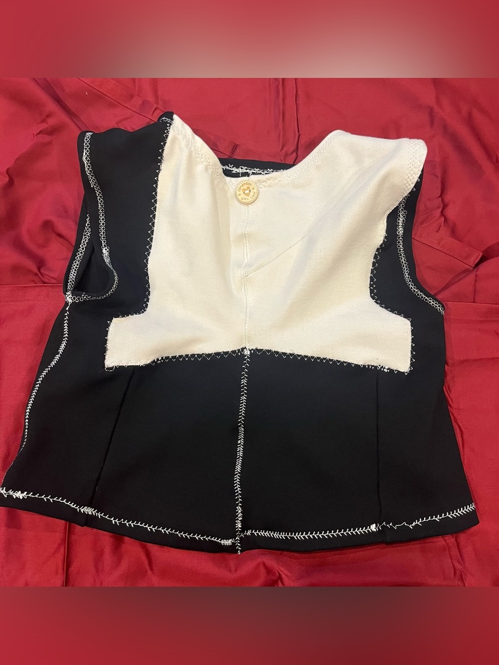 Handmade Upcycled Mini Black & White Top Vest Costume Craft Doll Pet 12x12